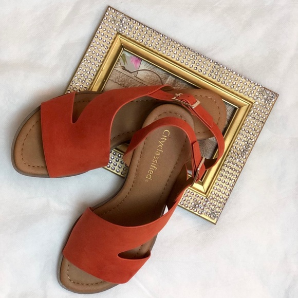 City Classified Orange Sling Back Sandals - Picture 2 of 3